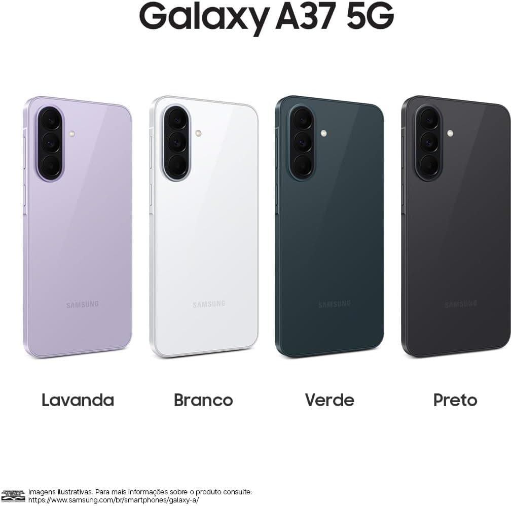Celular Samsung Galaxy A37 5G 128GB, 6GB RAM, Câmera 50MP (Preto)
