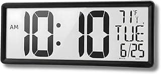 Relógio de parede digital mostrando 10:00, terça-feira, 6/25, 71°F, AM