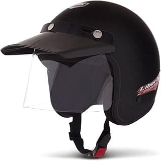 Capacete aberto preto fosco com viseira transparente e logo Liberty