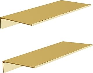 Duas prateleiras de parede de metal ouro escovado estilo minimalista