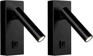 Arandela de leitura LED com interruptor direcionável preto - 2 unidades