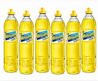 Kit com 6 Detergentes Minuano Líquido Neutro Amarelo 500ml