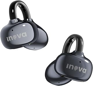INAVA Versão Aprimorada Fone de Ouvido com Clipe. Ajuste Confortável, Som Claro, 50h, Bluetooth 6.1. para Mulheres, Crianças, Orelhas Pequenas, Esportes e quem usa Óculos (Preto)
