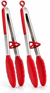 Kit 2 Pegadores Cozinha Inox Silicone Vermelho Trava Utensílios Calor
