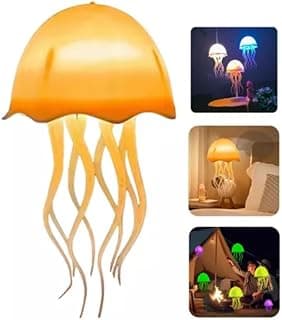 Luminaria de Mesa Decorativa Quarto Escritório Consultório Multicolorida Touch LED Luz Noturna RGB Agua Viva Abajur Relaxante Moderno Muda de Cor Por Ativação De Voz e Toque Recarregável Premium