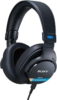 Fones de ouvido Sony MDR-M1 profissionais pretos com etiqueta azul