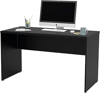 Mesa de Escritório Reta 120x60cm com Pé Painel, Tampo MDP 30mm Reforçado, Escrivaninha Profissional para Home Office, Quarto e Ambiente Corporativo Netmobil (Preto)