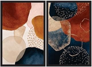 Quadro decorativo abstrato colorido boho 90x60 sala quarto cor da moldura preto