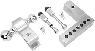 VINGVO Engate de Reboque Ajustável de Elevação de Queda de 6 pol., Engate de Reboque de Aço Inoxidável para Receptor de 2 pol., de 12.500 Libras, de para Serviços Pesados, Ideal para Caminhões,