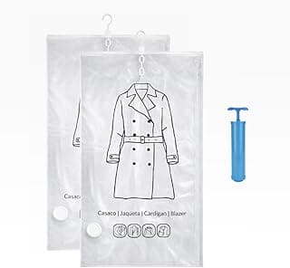 Kit 2 sacos de vácuo organizadores de roupas com compressor azul