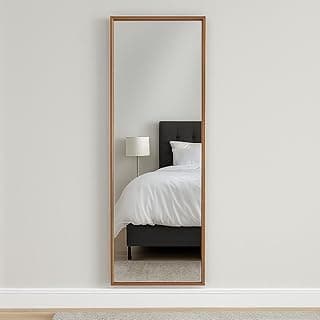 Espelho decorativo quadrado 30x120cm design moderno corpo inteiro freijó