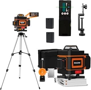 Nível a laser 16 linhas com display verde, tripé de alumínio, baterias recarregáveis, receptor, acessórios