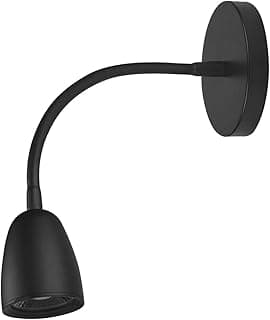 Arandela LED articulavel preta 4W 6500K, design curvo ajustável, fundo branco