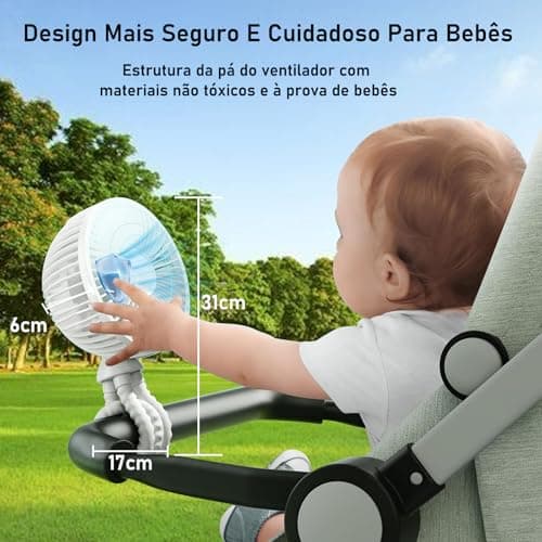 Ventilador Portátil Recarregável USB Preto com Design de Polvo
