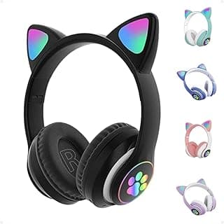 Fone de Ouvido Infantil Bluetooth com Orelha de Gatinho Tamanho Ajustável Preto 1 Unidade
