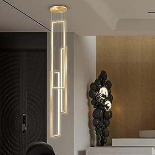 Luminária pendente LED moderna para decoração de interiores, design geométrico com luz difusa.