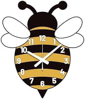 CHGCRAFT Relógio de parede Bee sem tique-taque forma irregular relógios decorativos impressos relógio de parede para decoração de escritório em casa, 38 × 33 polegadas