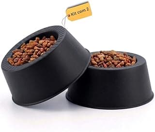 Kit 2 Unidades Comedouro Pet 175ml - Tigela para Gatos e Cachorro Pequeno, Ideal para Ração e Água, Plástico Resistente, Fácil de Limpar (Preto)