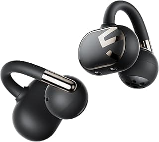 Fones de ouvido SOUNDPEATS Clip1 open-ear em preto com detalhes prateados