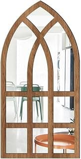 Espelho acrílico tridimensional com moldura de madeira em forma de meia-lua para decoração de parede