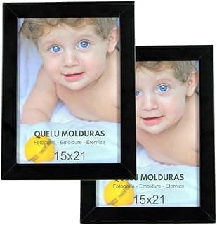 Kit 2 Porta Retrato 15x21 Foto Tamanho A5 Moldura Lisa Preto Quelu Molduras