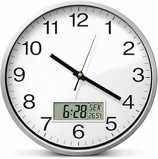 Relógio de Parede 4 em 1 com Termômetro, Despertador e Calendário, Funcional e Moderno, Leitura Clara, Silencioso, Ideal para Casa, Cozinha, Escritório e Ambientes Comerciais