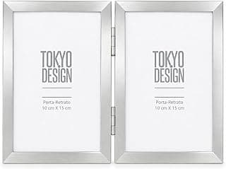 Porta-retrato duplo dobrável TOKYO DESIGN 10x15 cm em aço inoxidável