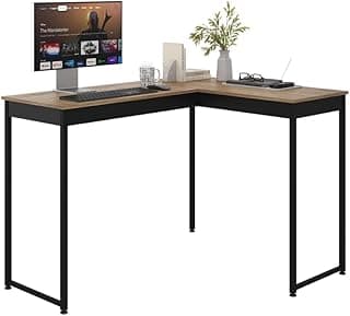 Escrivaninha em L de Canto 110cm Estilo Industrial Tampo Laminado Preto Ideal Home Office Escritório Estudo