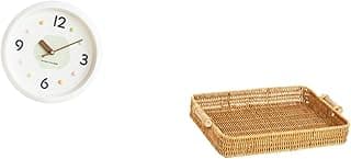 Relógio de parede branco com cesta decorativa de vime, fundo branco