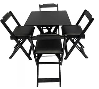 Conjunto de mesa 70x70 com 4 cadeiras estofadas (Preto)