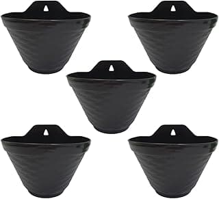 Kit 5 Vasos de Parede Pretos para Plantas Jardim Vertical