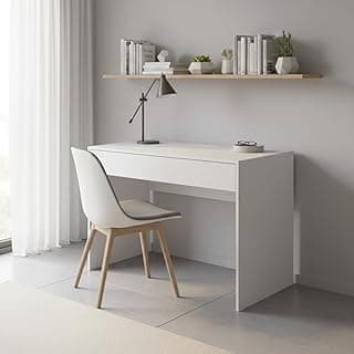 Mesa para Notebook com Gaveta Escrivaninha Pequena Moderna (BRANCO)