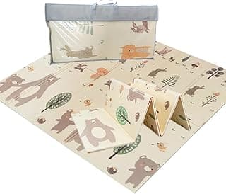 Tapete infantil dobrável antiderrapante com desenhos de animais, 1,80x1,50m