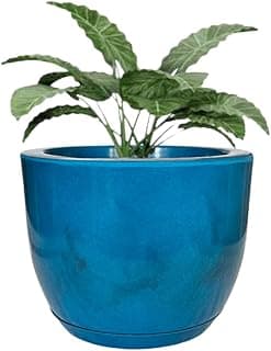 Vaso azul petróleo polietileno cone liso para plantas jardim casa sala