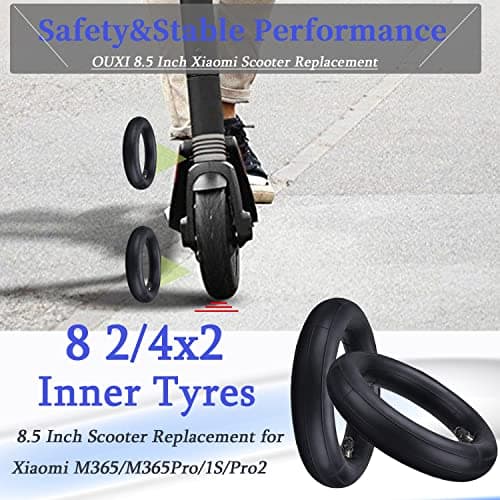 Cooryda Pacote com 2 tubos internos de scooter de 21 cm, 21 x 5 cm pneus pneumáticos para scooter, rodas de substituição de pneu de scooter elétrica de 8,5 cm, roda de pneu de borracha butílica para