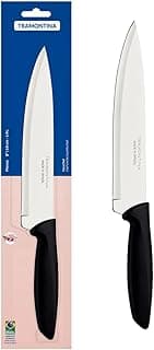 Faca Chef Tramontina 23426108 Lâmina Aço Inox 8" Cabo Preto e Branco Uso Profissional e Doméstico