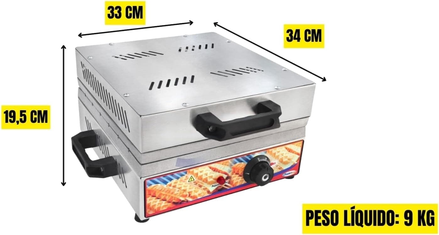 Máquina de Crepe no Palito Elétrica 12 Cavidades Inox (110, Volts)