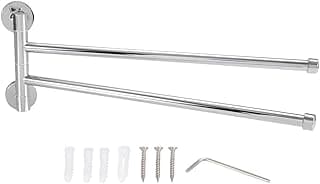Toalheiro giratório de aço inoxidável HEEPDD montado na parede, resistente à ferrugem, para organização de toalhas, com kit de montagem.