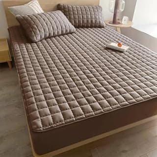 Capa protetora impermeável marrom matelada para colchão solteiro