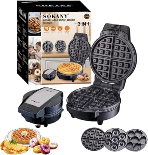 Waffles Maker Máquina de Waffles,3 em 1, Donuts, Rosquinhas, Bolinhos, Portátil De Cozinha Para Café Da Manhã E Lanches