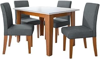 Conjunto de mesa de jantar com quatro cadeiras cinza