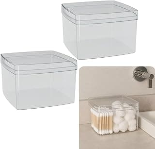 Kit com 2 caixas organizadoras transparentes quadradas para banheiro