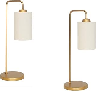 Kit 2 Abajur Luminária Mesa Retro Dourado Com Cúpula Cru