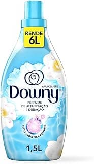 Frasco de amaciante concentrado Downy Brisa Suave, 1.5L, rende 6L, com perfume suave de jasmim e algodão.