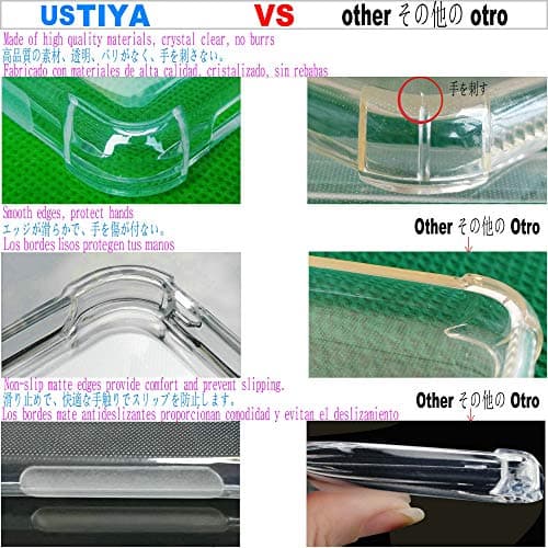 Comparação de capas transparentes para celular, mostrando detalhes de fabricação e design.