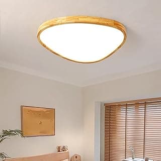 Luminária de teto LED oval de madeira com controle remoto