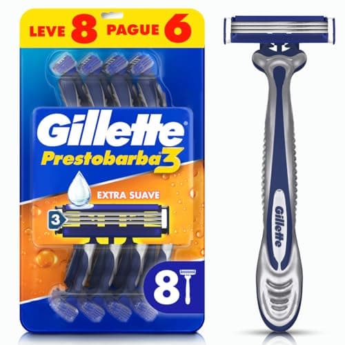 Aparelho de Barbear Descartável Gillette Prestobarba3 Leve 8 Pague 6