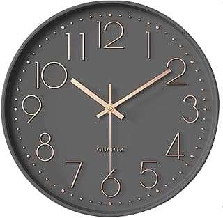 Relógio de parede cinza 30cm, design moderno, fácil instalação, silencioso, para sala, cozinha, escritório.