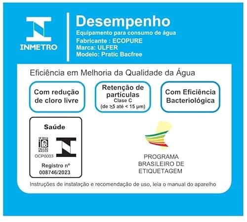 Jarra Purificadora água filtro portátil branca 1,5 Litros Inmetro