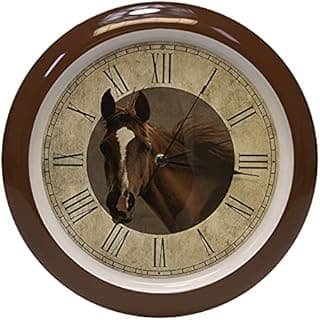 Relógio de parede vintage marrom com imagem de cavalo Farmhouse Collection 33 cm